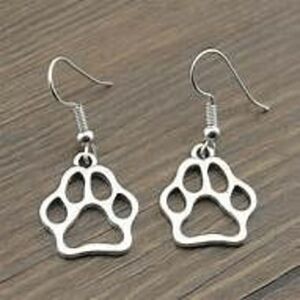 Puppy Animal Paw Print Stainless Steel Dangle Earrings